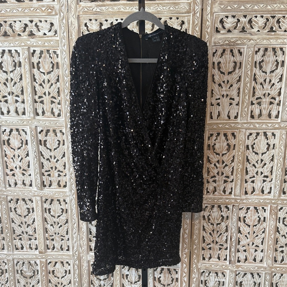 French Connection Elegant Black Sequin Dress
